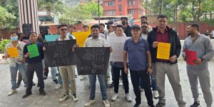 पार्टी एकताको दबाब दिँदै सानेपामा नेविसंघको धर्ना, महाधिवेशनको मिति घोषणा गर्न माग
