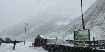 उत्तरी गोरखामा हिमपात हुँदा मनास्लु क्षेत्र भ्रमणमा गएका पर्यटक प्रभावित