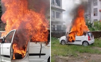 कीर्तिपुरमा कारमा आगलागी, चालकको जलेर मृत्यु
