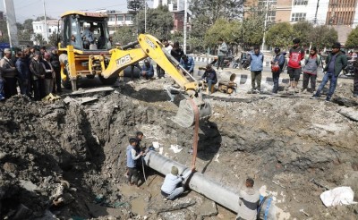 बबरमहलमा फुटेको खानेपानीको पाइप मर्मत सम्पन्न