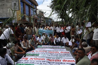 अनुदान माग गर्दै उखु किसान सडकमा