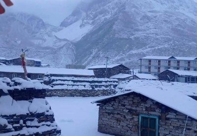 उत्तरी गोरखाको नुब्री भ्यालीमा हिमपात