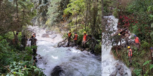 रसुवामा वर्षापछि बेपत्ता चार जनाको खोजी जारी, १२ जनाको उद्धार