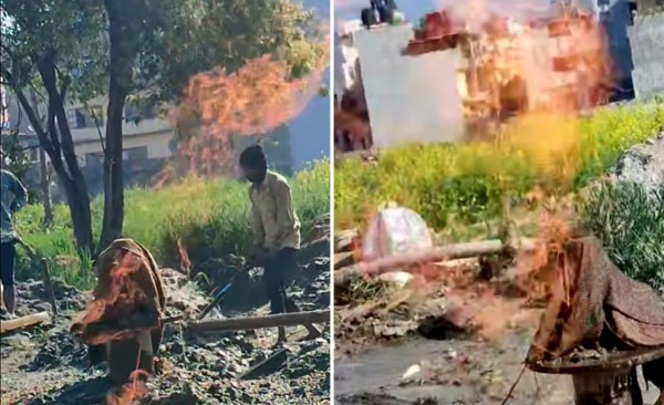 ललितपुरको टीकाथलीमा बोरिङ खनेर पानी निकाल्ने क्रमामा निस्कियो आगोको ज्वाला