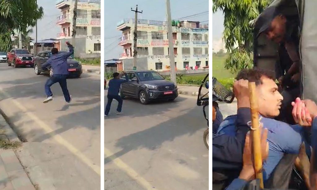 महेश बस्नेत सवार गाडीमा रातो मसी प्रहार