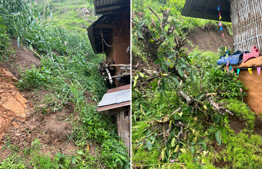 संखुवासभामा पहिरोका कारण तीन परिवार विस्थापित